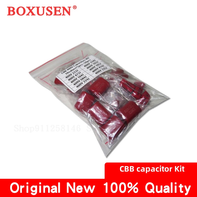 Capacitor Kit Assortment - 10 değer*5PCS=50PCS 400V 10nF ~ 3.3UF