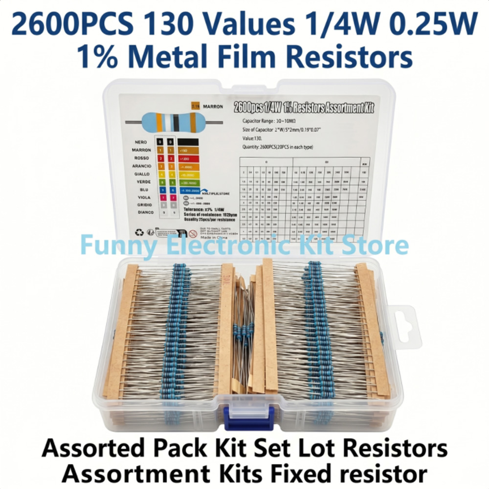 Diy Electronics Project Kit - 2600 adet Metal Film Dirençler Çeşitli