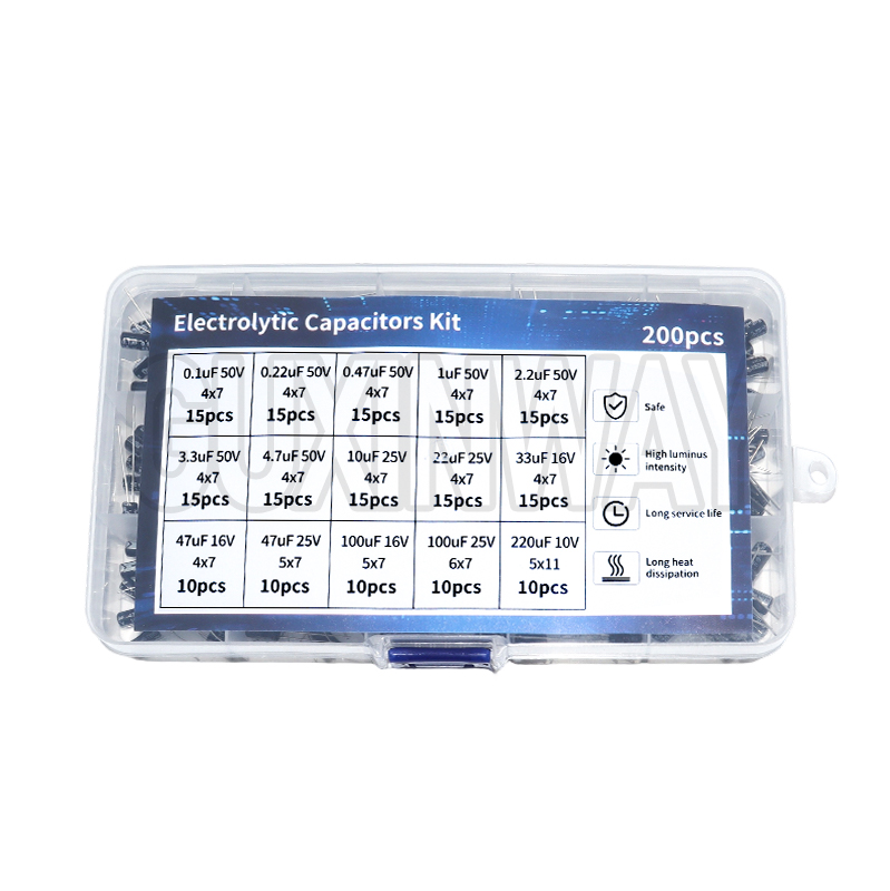 Capacitor Kit Assortment - 200 adet 15 Değerler 10V 16V