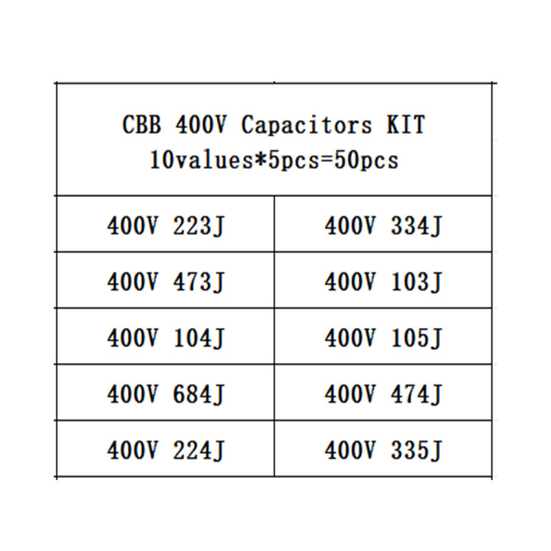 10 değer*5PCS=50PCS 400V 10nF  - Capacitor Kit Assortment incelemesi ve fiyatı